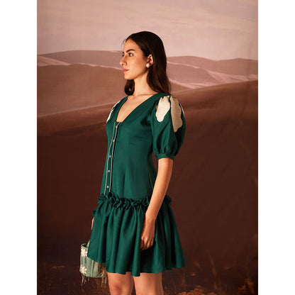 AN'ERA BY ASMITA VERMA Green Embroidered Dress