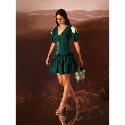 AN'ERA BY ASMITA VERMA Green Embroidered Dress
