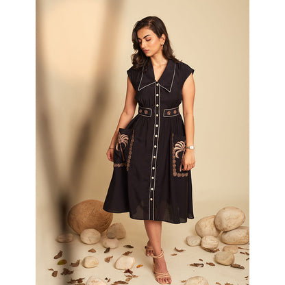 AN'ERA BY ASMITA VERMA Black Hazel Embroidered Dress