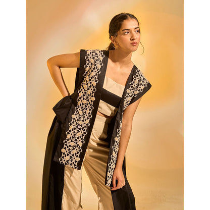 AN'ERA BY ASMITA VERMA Beige Dusk Bustier With Pant And Jacket (Set of 3)