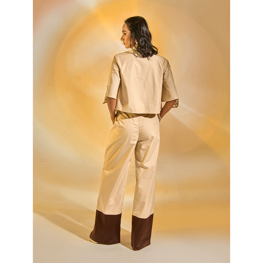 AN'ERA BY ASMITA VERMA Cream Cyra Crop Shirt With Pant (Set of 2)