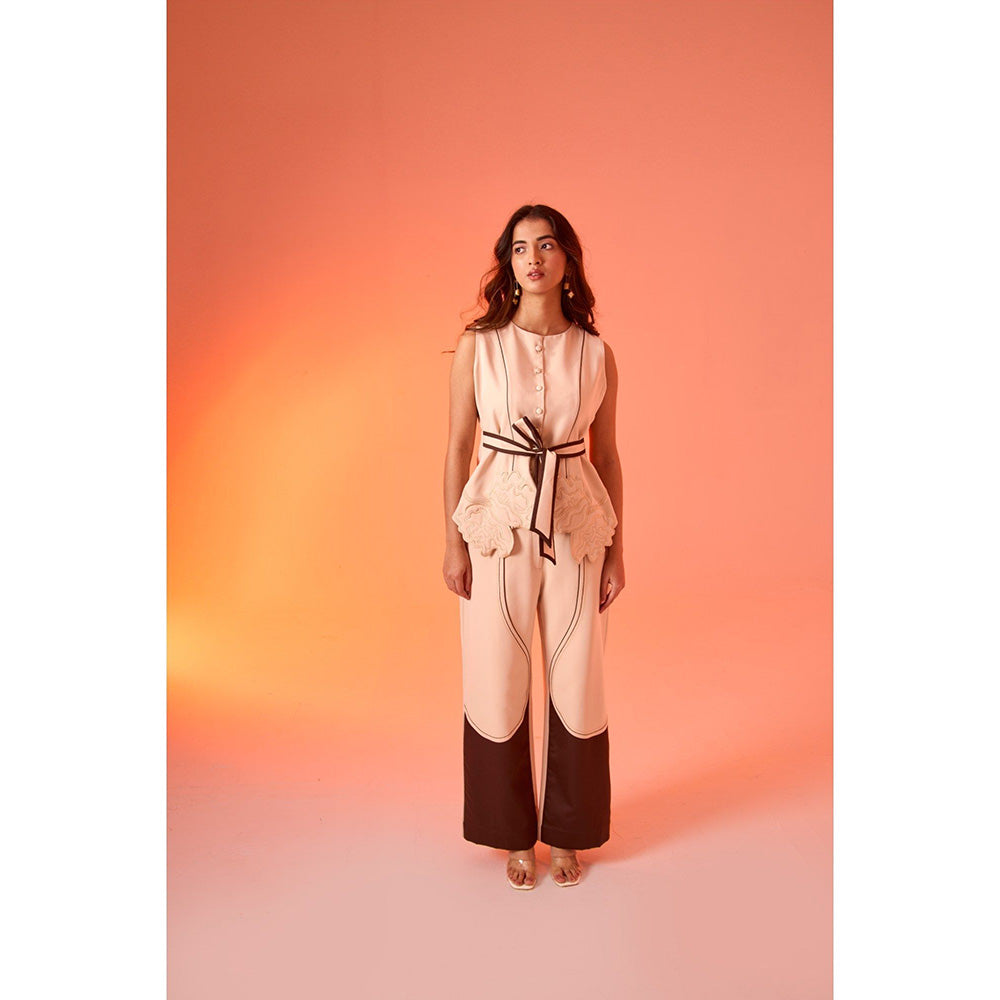 AN'ERA BY ASMITA VERMA Beige Nyssa Top with Pant (Set of 2)