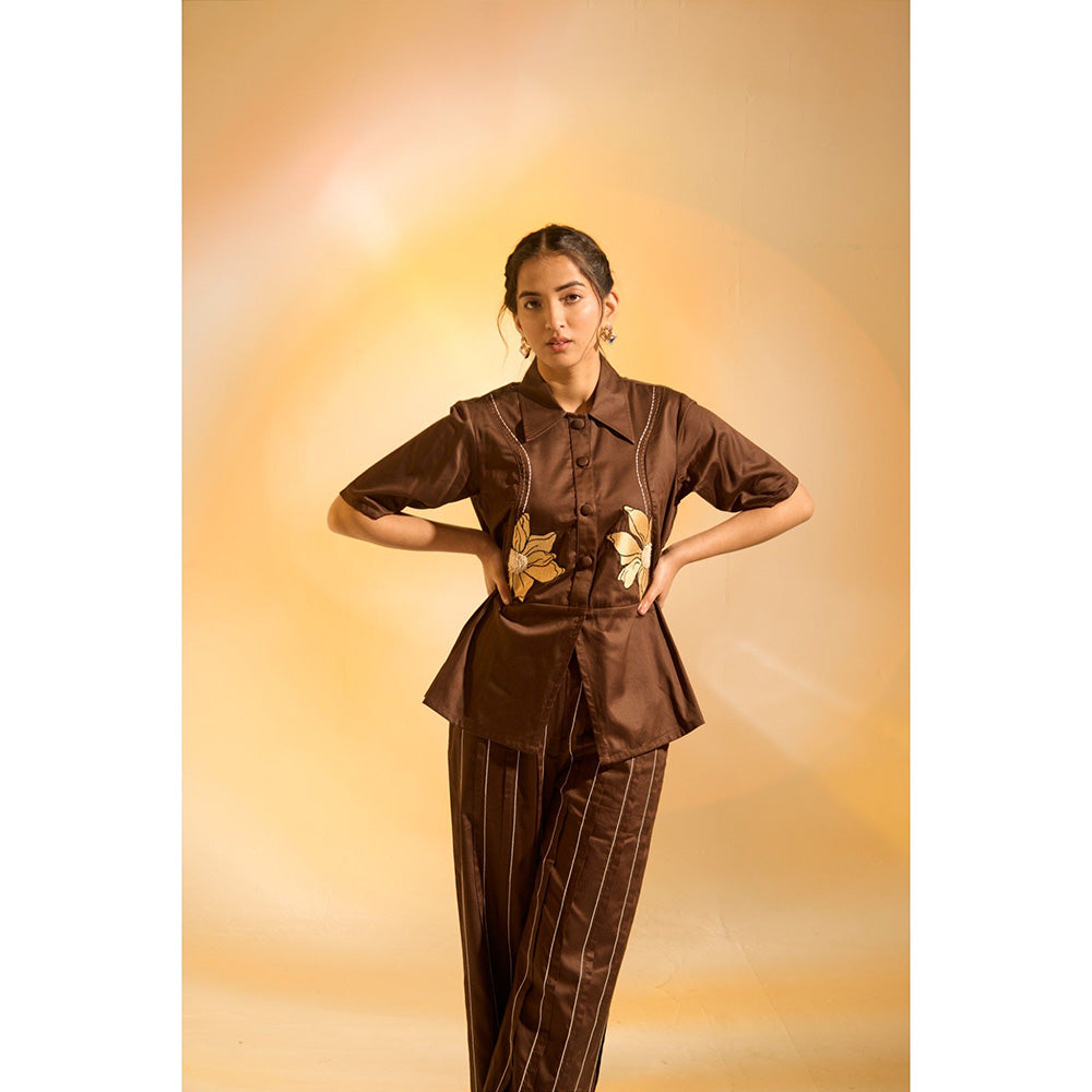 AN'ERA BY ASMITA VERMA Brown Alina Shirt with Pant (Set of 2)