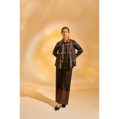 AN'ERA BY ASMITA VERMA Black Zara Shirt with Pant (Set of 2)