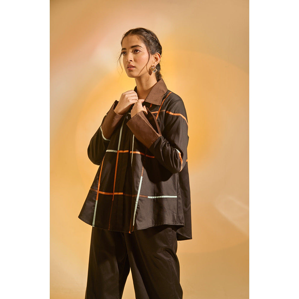 AN'ERA BY ASMITA VERMA Black Zara Shirt with Pant (Set of 2)