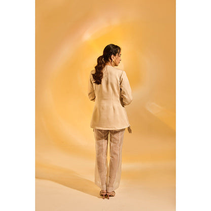 AN'ERA BY ASMITA VERMA Ivory Freesia Blazer with Pant (Set of 2)