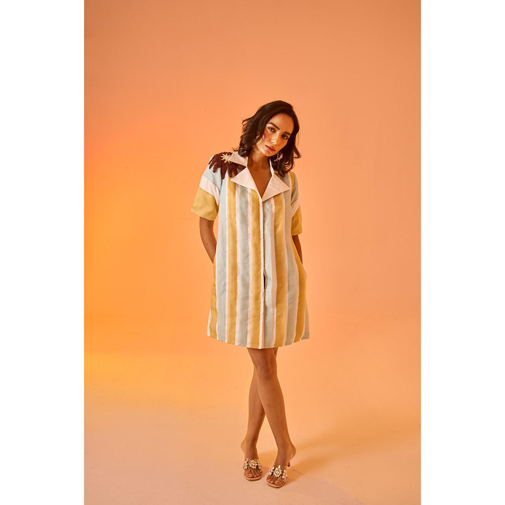 AN'ERA BY ASMITA VERMA Multi-Colour Stripes Seabreeze Mini Dress