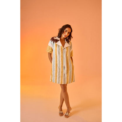 AN'ERA BY ASMITA VERMA Multi-Colour Stripes Seabreeze Mini Dress