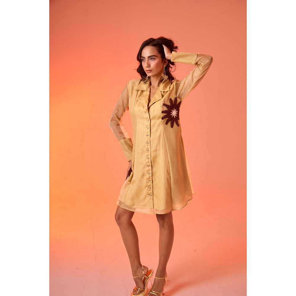 AN'ERA BY ASMITA VERMA Beige Embroidered Daybreak Mini Dress
