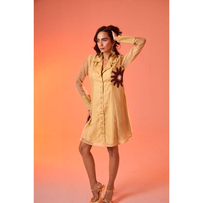 AN'ERA BY ASMITA VERMA Beige Embroidered Daybreak Mini Dress