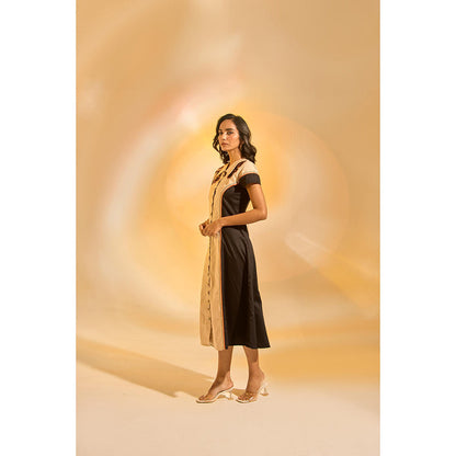 AN'ERA BY ASMITA VERMA Brown Colo Block Lia Midi Dress