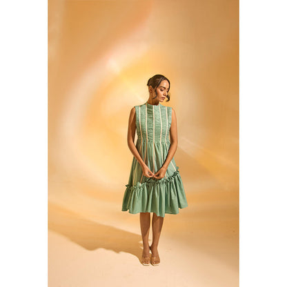 AN'ERA BY ASMITA VERMA Aqua Stripes Ray Midi Dress