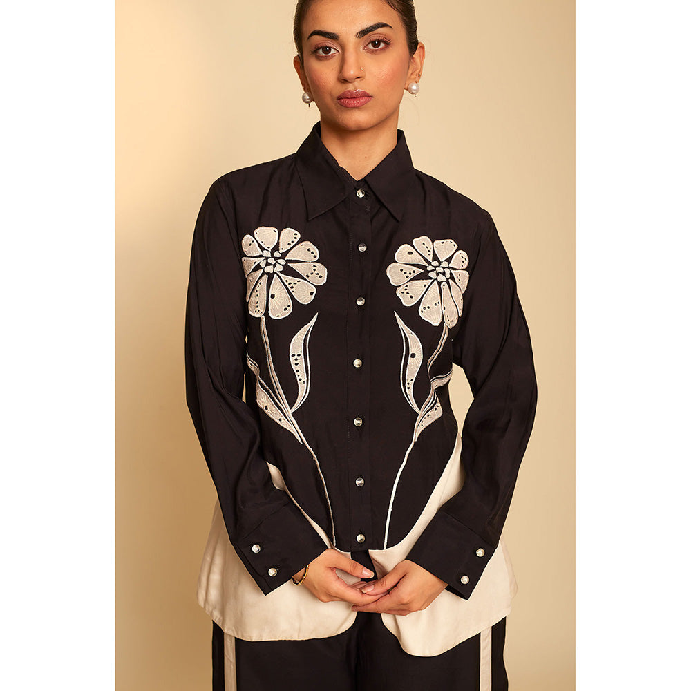 AN'ERA BY ASMITA VERMA Floris Black Co-Ord (Set of 2)