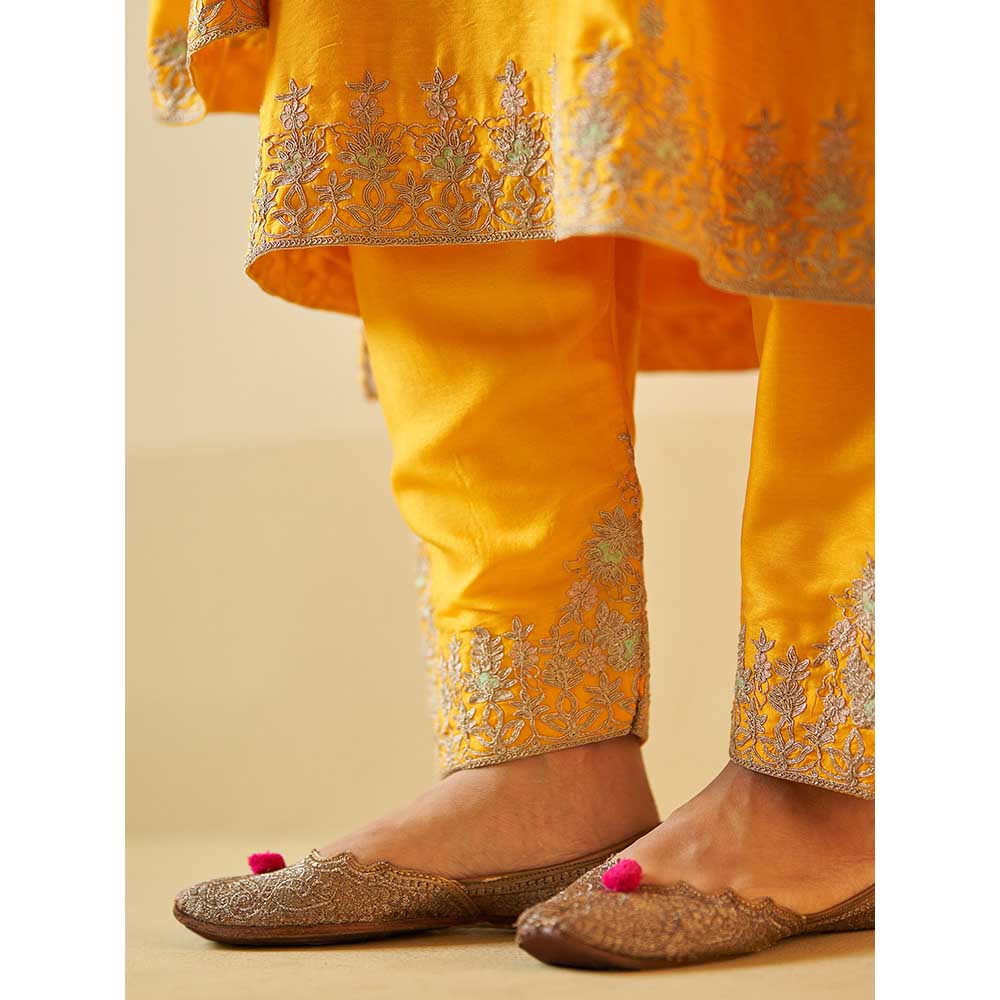 ANGAD SINGH Yellow Chanderi Silk Kurta with Pant & Dupatta (Set of 3)