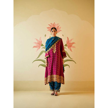 ANGAD SINGH Pink Chanderi Silk Kurta with Pant & Dupatta (Set of 3)