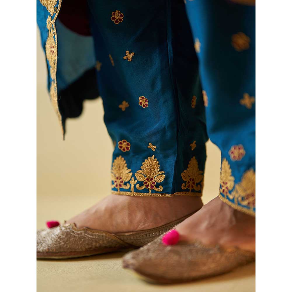 ANGAD SINGH Pink Chanderi Silk Kurta with Pant & Dupatta (Set of 3)