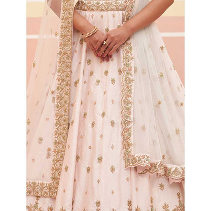 ANGAD SINGH Blush Pink Raw Silk Lehnga with Blouse & Dupatta (Set of 3)