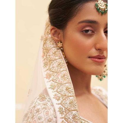 ANGAD SINGH Blush Pink Raw Silk Lehnga with Blouse & Dupatta (Set of 3)