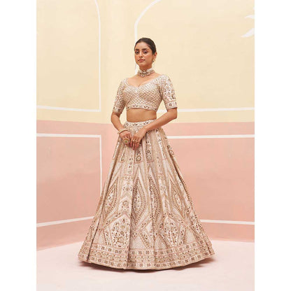ANGAD SINGH Ivory Raw Silk Lehnga with Blouse & Dupatta (Set of 3)