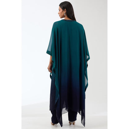 Anjali Kanwar Teal Ombre Kaftan and Pant (Set of 2)