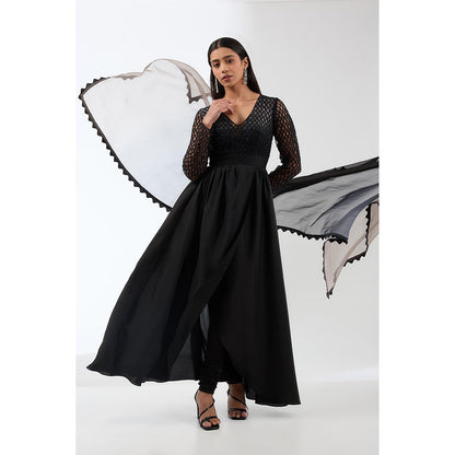 Anjali Kanwar Black Ombre Anarkali with Churidar and Dupatta (Set of 3)