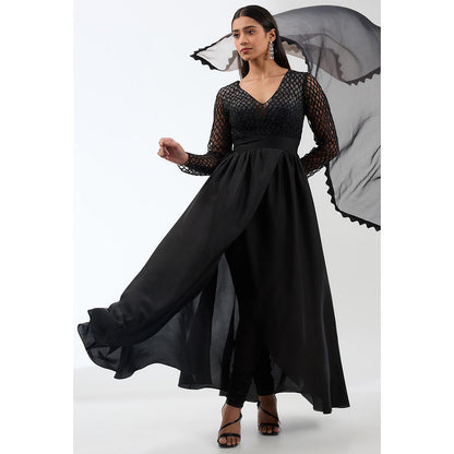 Anjali Kanwar Black Ombre Anarkali with Churidar and Dupatta (Set of 3)