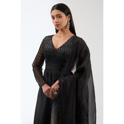 Anjali Kanwar Black Ombre Anarkali with Churidar and Dupatta (Set of 3)