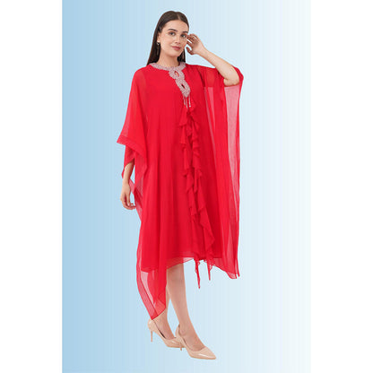 Anjali Kanwar Red Embellished/Sequined Ersa Kaftan Dress