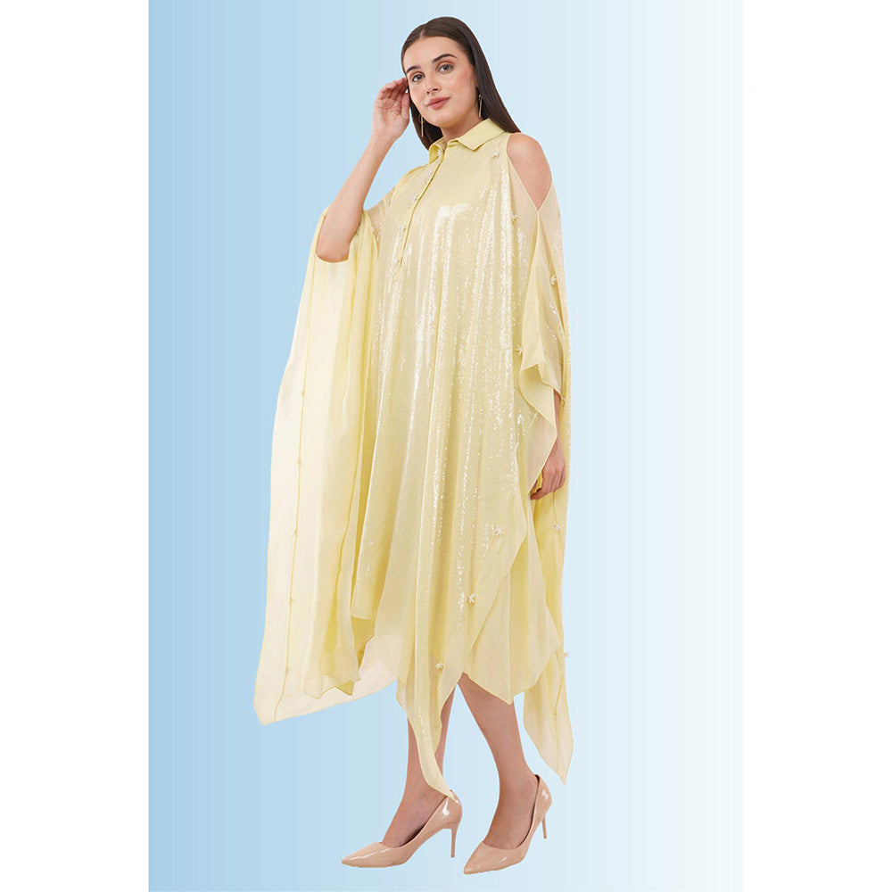 Anjali Kanwar Cream Embellished/Sequined Tiasa Kaftan Dress