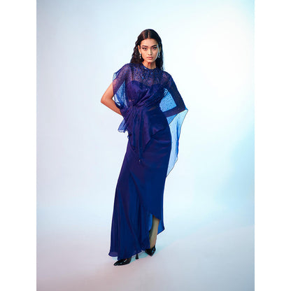 Anjali Kanwar Blue Embellished/Sequined Estelle Top with Bustier and Skirt (Set of 3)