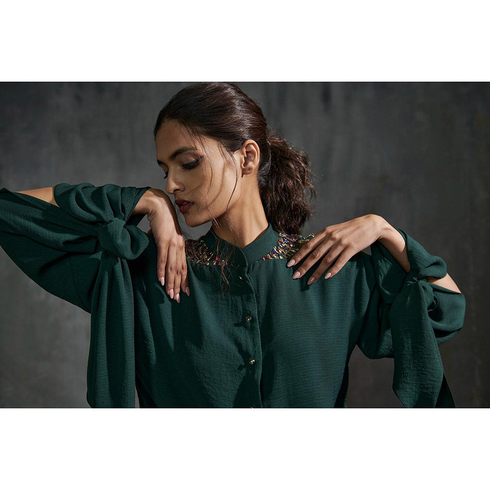 Anjali Kanwar Green Solid/Plain Ophelia Co-Ord (Set of 2)