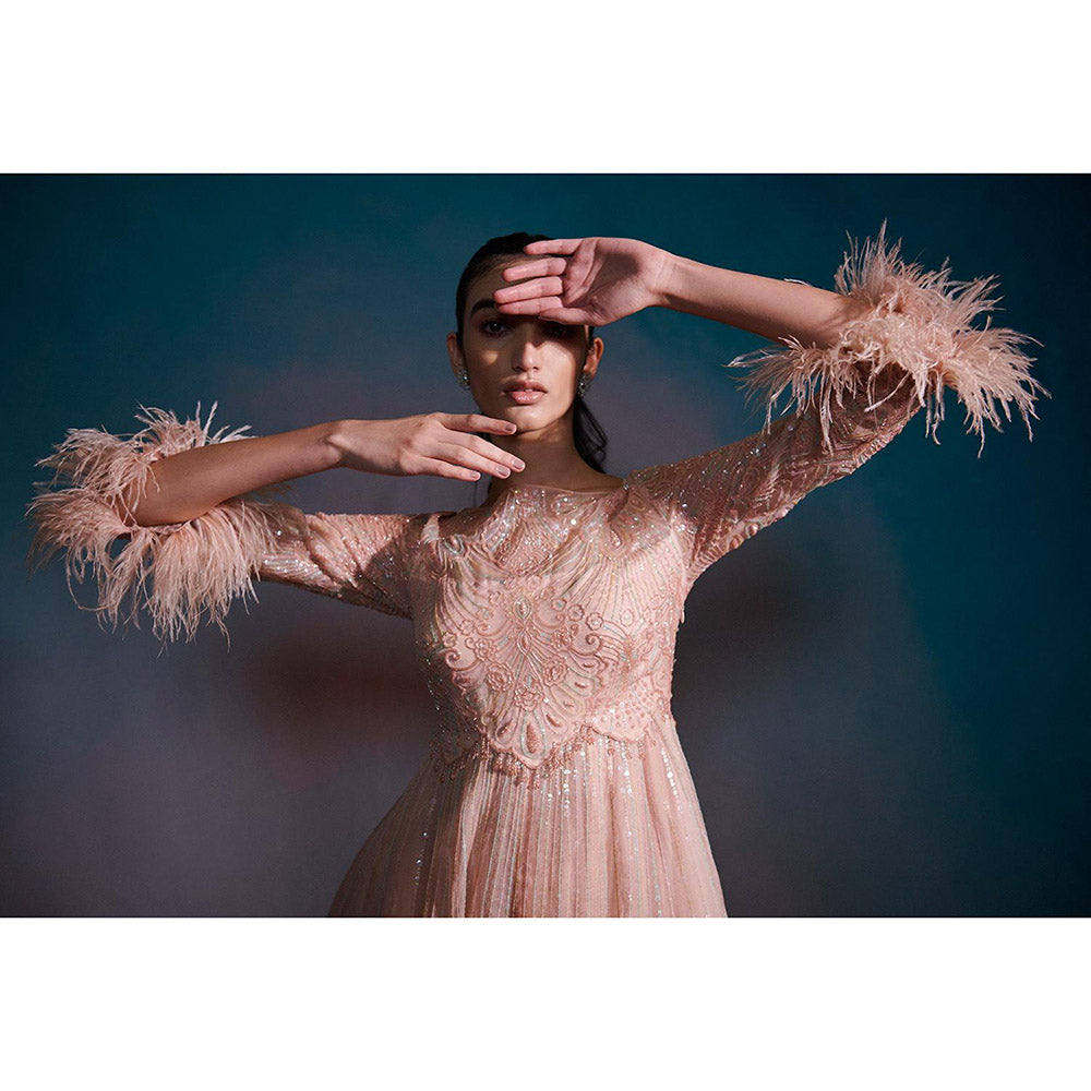 Anjali Kanwar Pink Embellished/Sequined Astra Maxi Dress