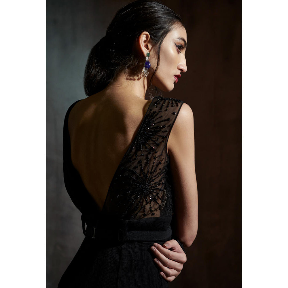 Anjali Kanwar Black Embellished/Sequined Vanessa Jumpsuit