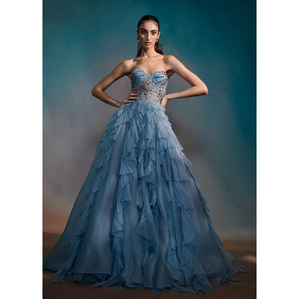Anjali Kanwar Blue Embellished/Sequined Larissa Gown