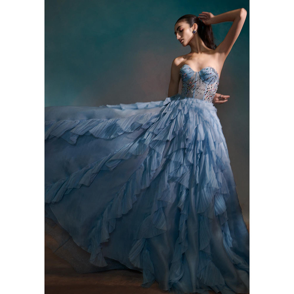 Anjali Kanwar Blue Embellished/Sequined Larissa Gown