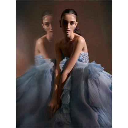 Anjali Kanwar Blue Embellished/Sequined Larissa Gown