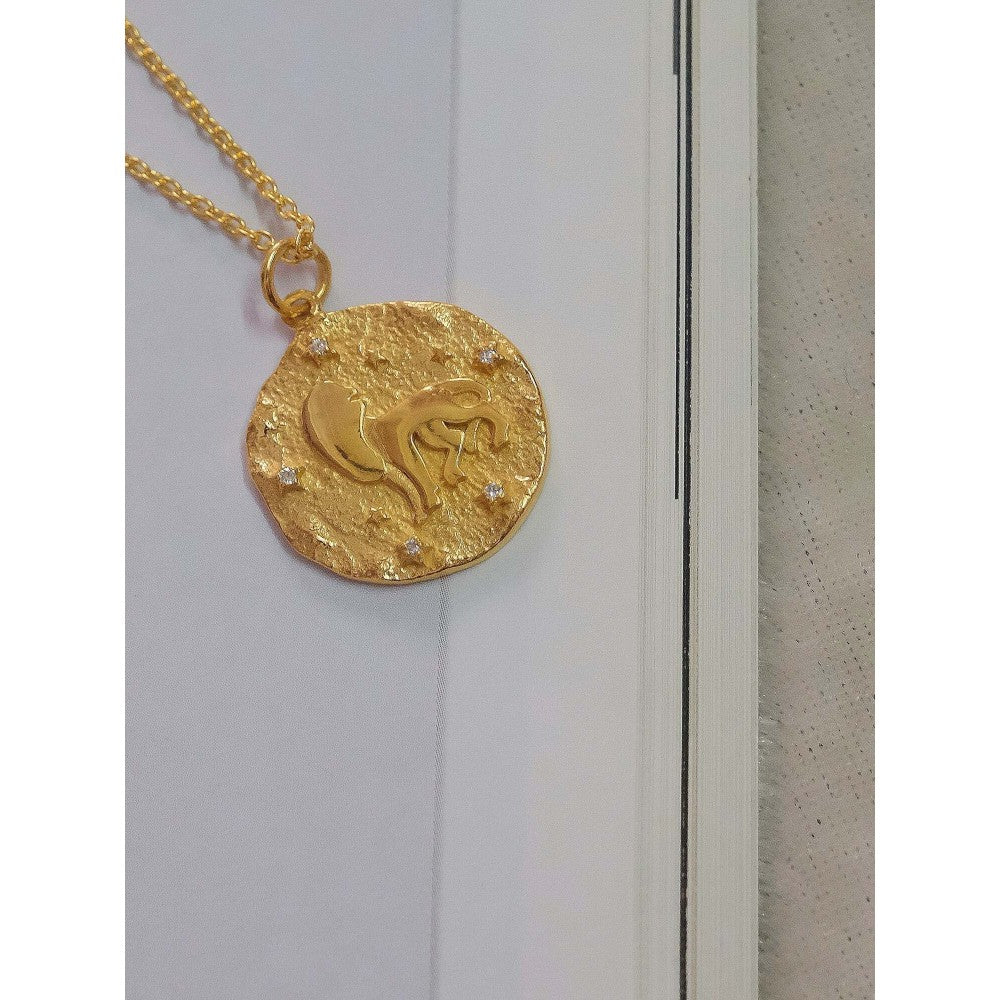 ANUSHKA JAIN JEWELLERY 925 Leo Zodiac Necklace In Sterling Silver With Gold Vermeil