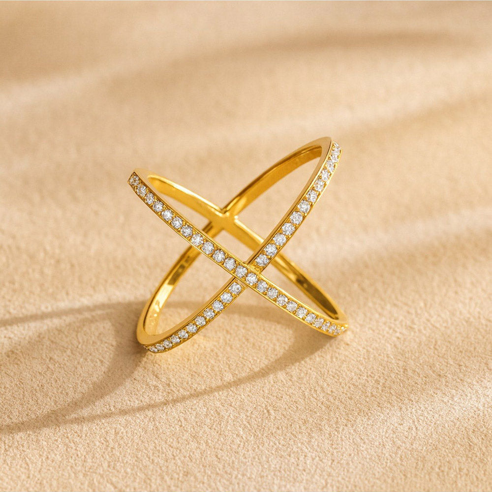 ANUSHKA JAIN JEWELLERY Criss Cross Diamond Ring