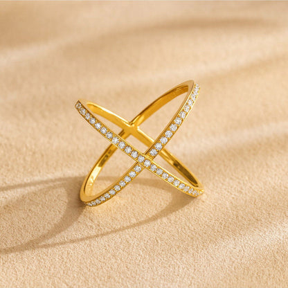 ANUSHKA JAIN JEWELLERY Criss Cross Diamond Ring