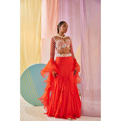 Anu Pellakuru Womens Inaya Lehenga with Blouse and Dupatta (Set of 3)