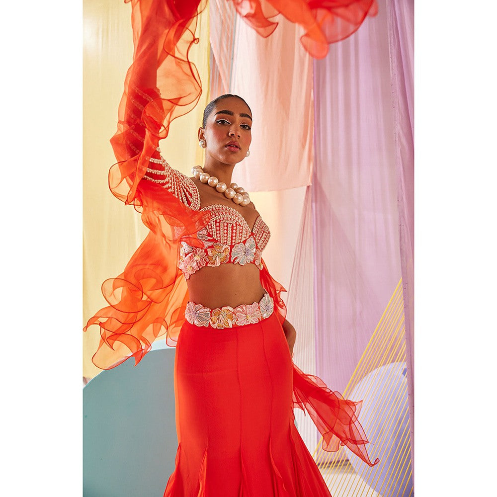 Anu Pellakuru Womens Inaya Lehenga with Blouse and Dupatta (Set of 3)