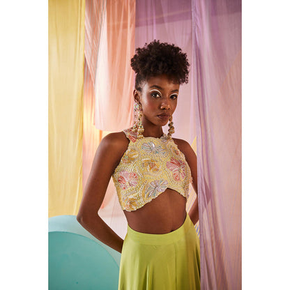 Anu Pellakuru Anouk Embroidered Crop Top with Palazzo (Set of 2)