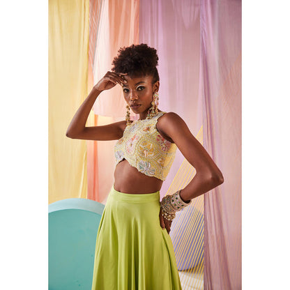 Anu Pellakuru Anouk Embroidered Crop Top with Palazzo (Set of 2)