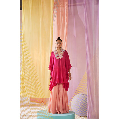 Anu Pellakuru Pink Remy Kaftan Kurta and Sharara (Set of 2)