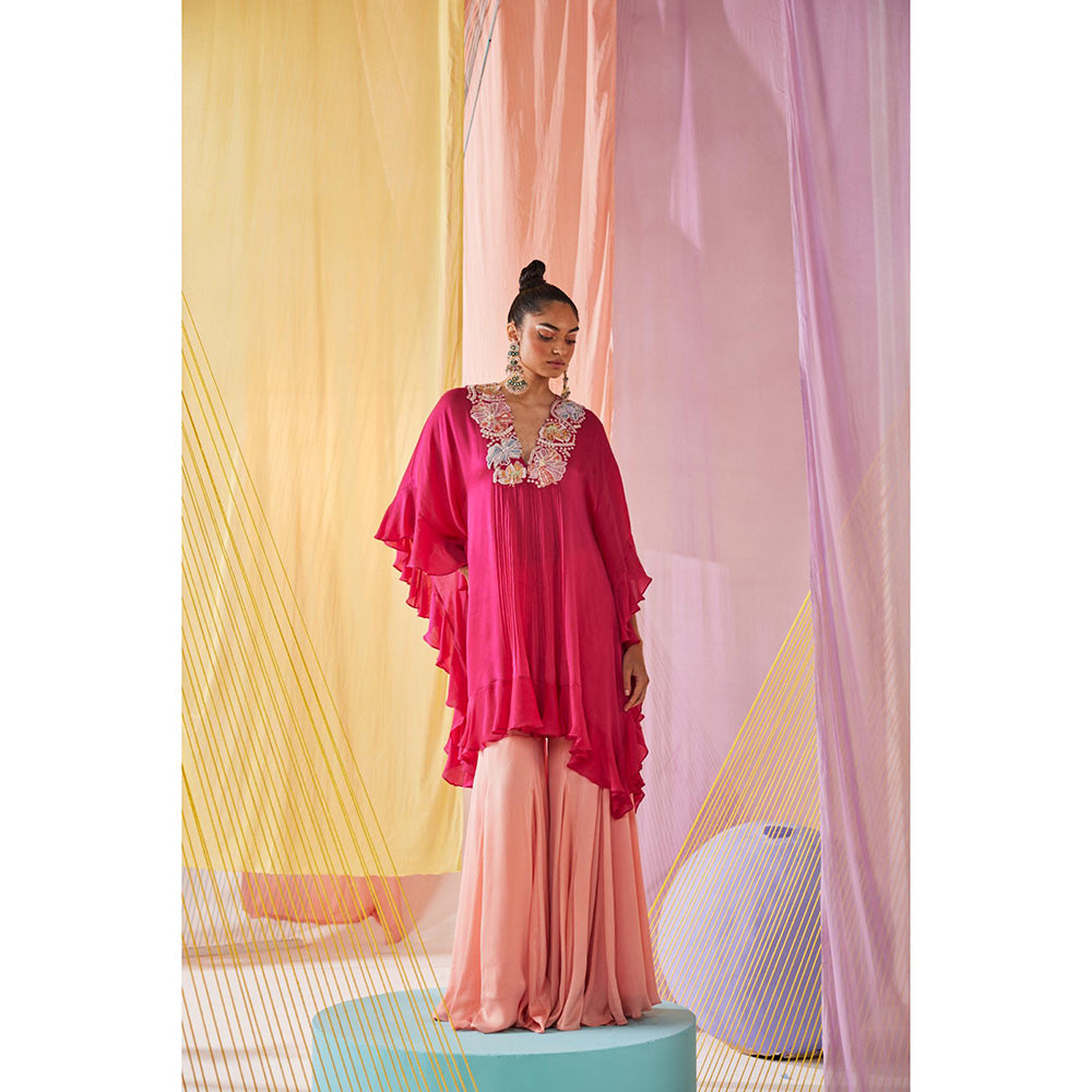 Anu Pellakuru Pink Remy Kaftan Kurta and Sharara (Set of 2)