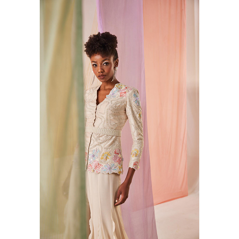 Anu Pellakuru Jashna Embroidered Jacket with Palazzo and Belt (Set of 3)