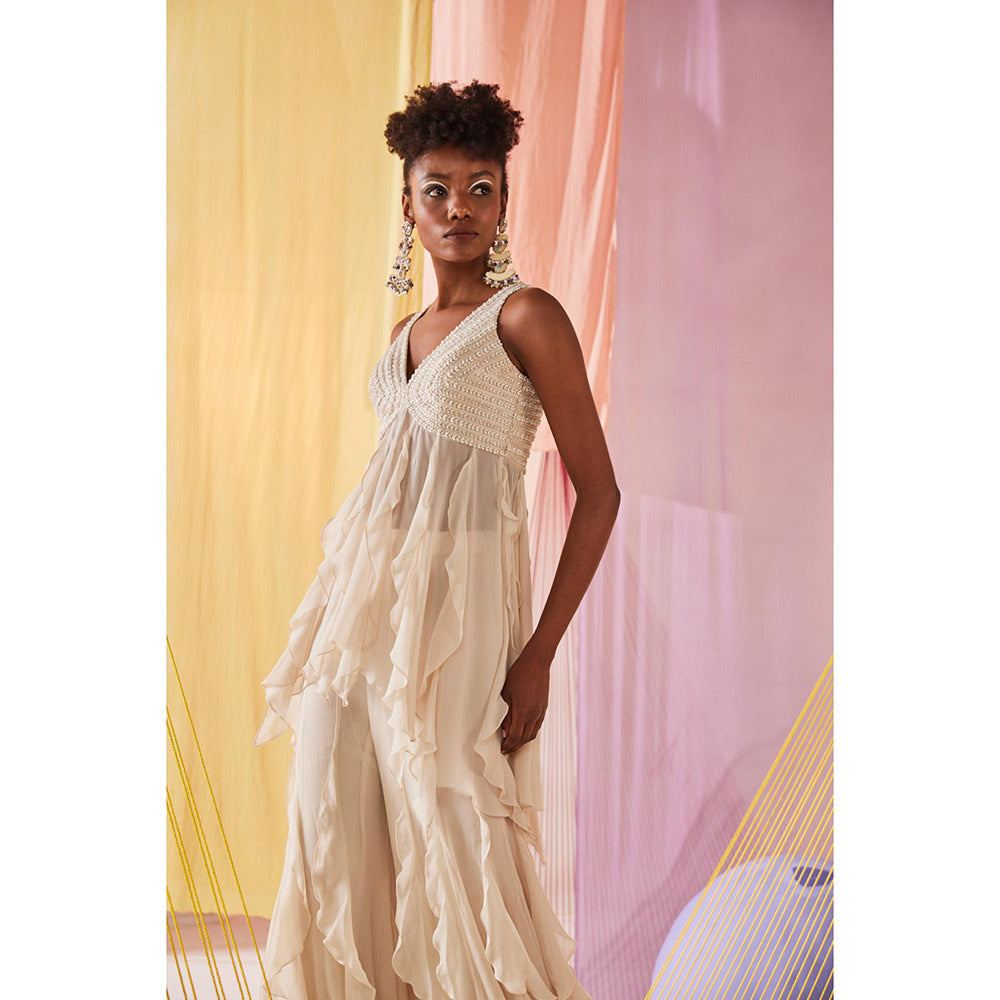 Anu Pellakuru Ivory Mimosa Embroidered Co-Ord (Set of 2)