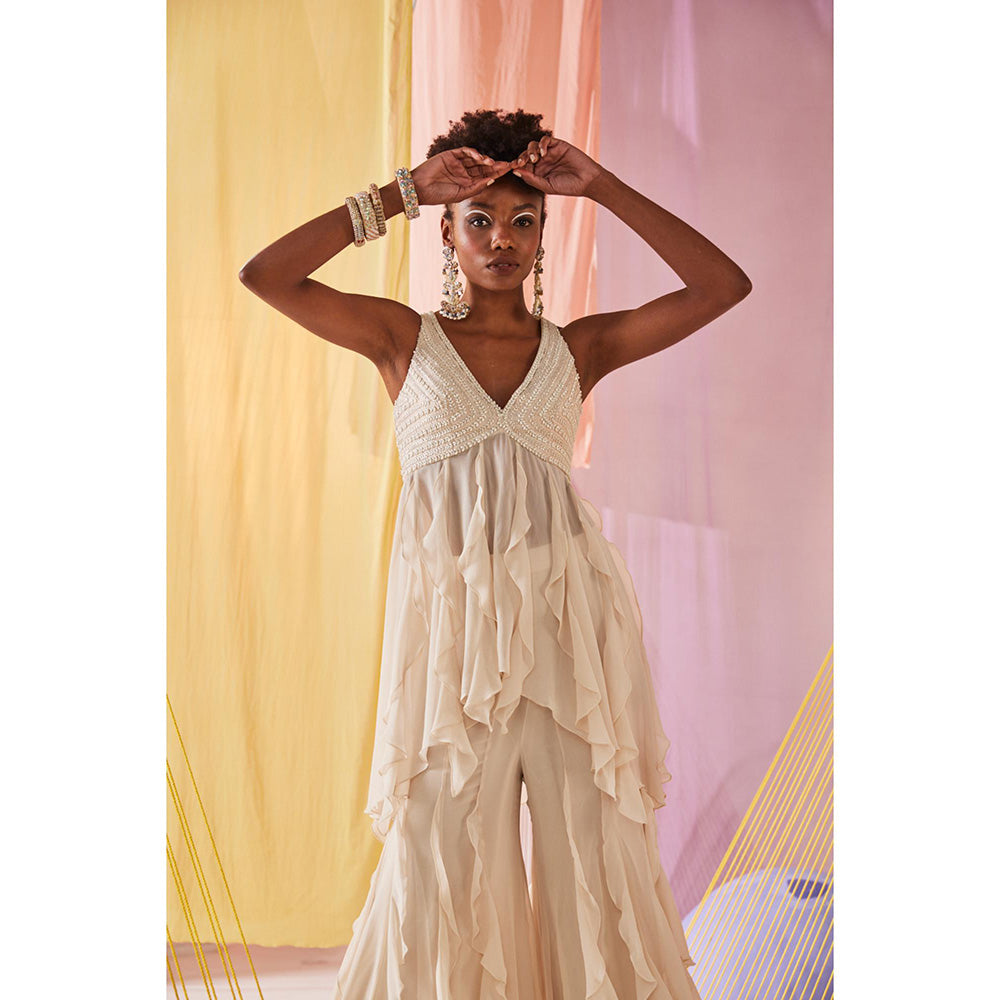 Anu Pellakuru Ivory Mimosa Embroidered Co-Ord (Set of 2)