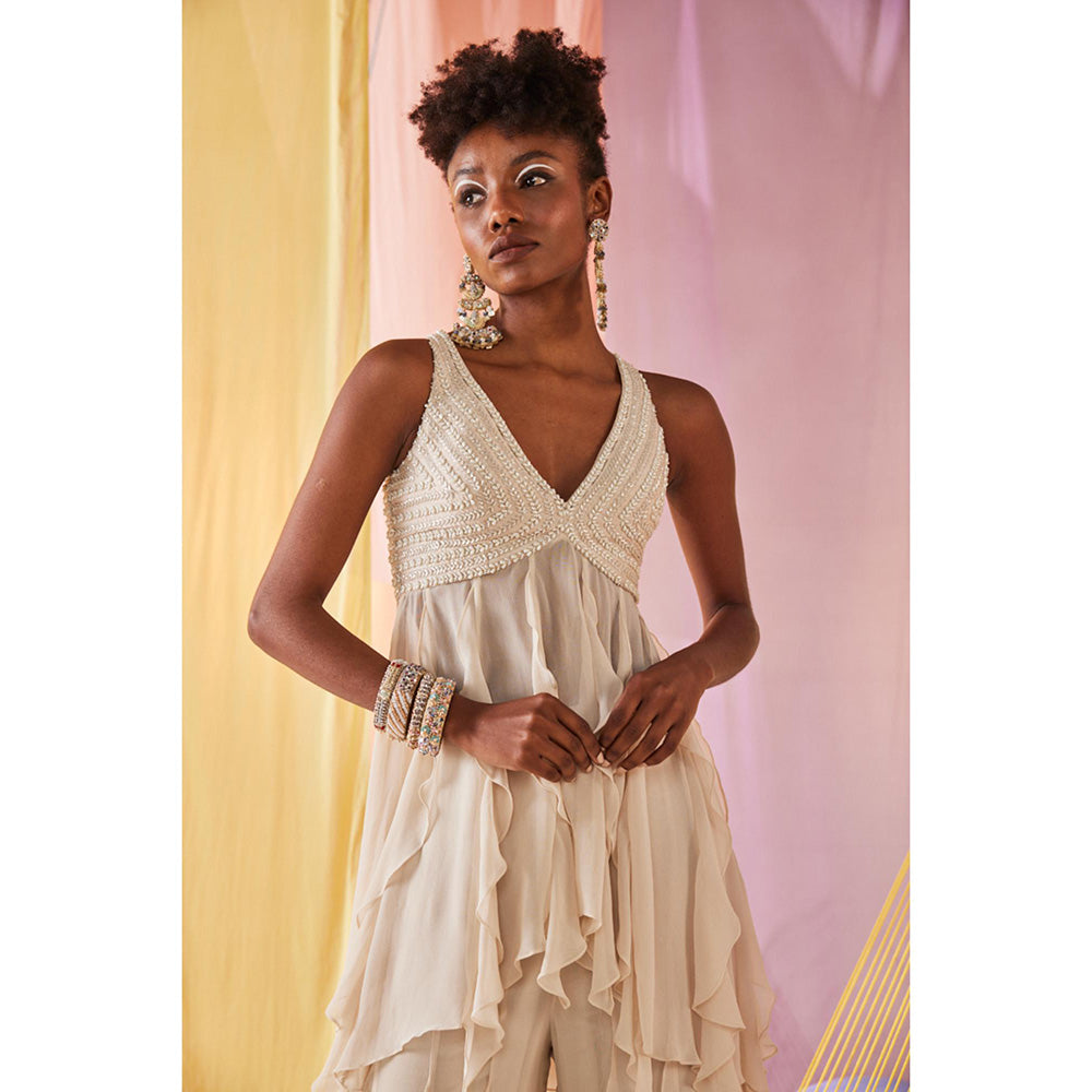 Anu Pellakuru Ivory Mimosa Embroidered Co-Ord (Set of 2)