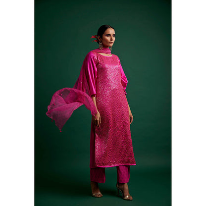 Apeksha Jain Label Rani Pink Kurta with Pant and Dupatta (Set of 3)